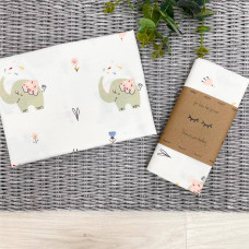 Пеленка бязь Слоники олива 78х100