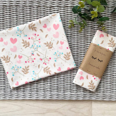 Пеленка бязь Сердечка с веточками 78х100