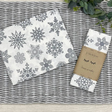 Пеленка бязь Снежинки серые на белом 78х100