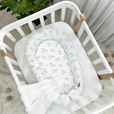 Кокон Baby Design Зайчики на белом 90*65