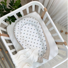 Кокон Baby Design Сердца серо-бежевые 90*65