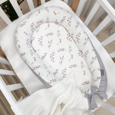 Кокон Baby Design Веточки котики пудра 90*65