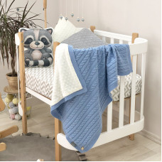 Плед WellSoft коса голубой 80х100