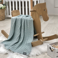 Плед хлопок Коса мята светлая 80х100