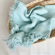 Плед Муслин Жатка с бахромой Мята 90*105