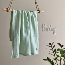 Плед Муслин Жатка Мята без бахромы 80х100