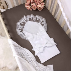 Пеленка-вкладыш с кружевом белая 80x80
