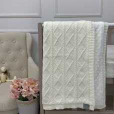 Плед WellSoft Ромби-косы молочный 80х100