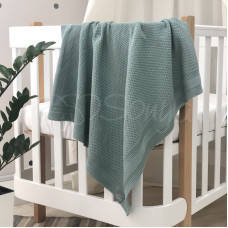 Плед хлопок Рогожка мята темная 80х100