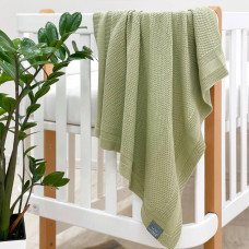 Плед хлопок Рогожка оливка 80х100