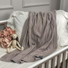 Плед вязаный Ромб-Коса мокко 80х100