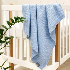 Плед вязаный ромб голубой 80х100