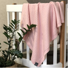 Плед вязаный ромб мелкий персик 80х100