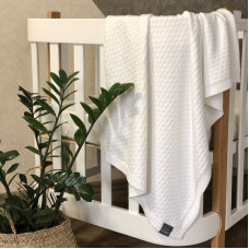 Плед вязаный ромб белый 80х100