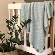 Плед вязаный ромб мелкий мята светлая 80х100